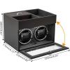 imageAutomatic Double Watch Winder  Watch Winder with 8 Extra Storage Display BoxJapanese Quiet MotorLED Light Adjustable Watch PillowsAC Adapter Carbon Fiber LeatherGrey
