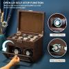 imageAutomatic Watch WinderDouble Watch Winder and 8 Extra Storage Display Box with LED LightJapanese Quiet MotorAdjustable Watch PillowsAC AdapterFathers Day Gift for MenBrown