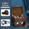 imageAutomatic Watch WinderDouble Watch Winder and 8 Extra Storage Display Box with LED LightJapanese Quiet MotorAdjustable Watch PillowsAC AdapterFathers Day Gift for MenBrown