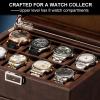 imageAutomatic Watch WinderDouble Watch Winder and 8 Extra Storage Display Box with LED LightJapanese Quiet MotorAdjustable Watch PillowsAC AdapterFathers Day Gift for MenBrown