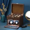 imageAutomatic Watch WinderDouble Watch Winder and 8 Extra Storage Display Box with LED LightJapanese Quiet MotorAdjustable Watch PillowsAC AdapterFathers Day Gift for MenBrown