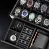 imageWatch Box for Men3Slot Watch Case with Glass LidWatch Storage Case with Removable Watch Pillow Watch Holder Organizer for GiftBlack 3SlotBlack121