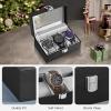 imageWatch Box for Men3Slot Watch Case with Glass LidWatch Storage Case with Removable Watch Pillow Watch Holder Organizer for GiftBlack 3SlotBlack3 Slots