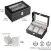 imageWatch Box for Men3Slot Watch Case with Glass LidWatch Storage Case with Removable Watch Pillow Watch Holder Organizer for GiftBlack 3SlotBlack3 Slots