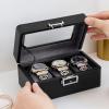 imageWatch Box for Men3Slot Watch Case with Glass LidWatch Storage Case with Removable Watch Pillow Watch Holder Organizer for GiftBlack 3SlotBlack3 Slots2