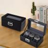 imageWatch Box for Men3Slot Watch Case with Glass LidWatch Storage Case with Removable Watch Pillow Watch Holder Organizer for GiftBlack 3SlotBlack3 Slots2
