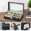 imageWatch Box for Men3Slot Watch Case with Glass LidWatch Storage Case with Removable Watch Pillow Watch Holder Organizer for GiftBlack 3SlotBlack43 Slots