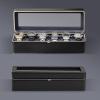 imageWatch Box for Men3Slot Watch Case with Glass LidWatch Storage Case with Removable Watch Pillow Watch Holder Organizer for GiftBlack 3SlotBlack6 Slots