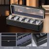 imageWatch Box for Men3Slot Watch Case with Glass LidWatch Storage Case with Removable Watch Pillow Watch Holder Organizer for GiftBlack 3SlotBlack6 Slots