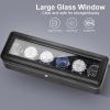 imageWatch Box for Men3Slot Watch Case with Glass LidWatch Storage Case with Removable Watch Pillow Watch Holder Organizer for GiftBlack 3SlotBlack6 Slots