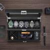 imageWatch Box for Men3Slot Watch Case with Glass LidWatch Storage Case with Removable Watch Pillow Watch Holder Organizer for GiftBlack 3SlotBlack6 Slots3