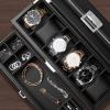 imageWatch Box for Men3Slot Watch Case with Glass LidWatch Storage Case with Removable Watch Pillow Watch Holder Organizer for GiftBlack 3SlotBlack6 Slots3