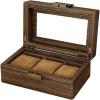 imageWatch Box for Men3Slot Watch Case with Glass LidWatch Storage Case with Removable Watch Pillow Watch Holder Organizer for GiftBlack 3SlotBrown3 Slots