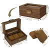 imageWatch Box for Men3Slot Watch Case with Glass LidWatch Storage Case with Removable Watch Pillow Watch Holder Organizer for GiftBlack 3SlotBrown3 Slots