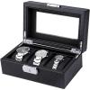 imageWatch Box for Men3Slot Watch Case with Glass LidWatch Storage Case with Removable Watch Pillow Watch Holder Organizer for GiftBlack 3SlotBlack3 Slots3