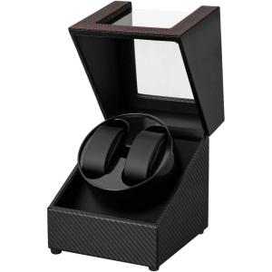 imageWatch Winder for Automatic WatchesAutomatic Watch Winder BoxDouble Watch Winder with Quiet Japanese MotorUSB Type CCarbon Fiber Leather