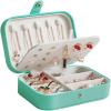 imageSmall Jewelry Box Earring organizer Necklace Ring Storage Case for Women Girls Gift2 Layer Portable Travel Mini Jewelry Boxes for Earrings Rings Necklaces BraceletsGreen