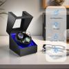 imageWatch Winder for Automatic Watches3 Watch Winder with LED Light and 4 ModesAutomatic Watch Winder Box with Super Quiet MotorWatch Shark for Man WomenUSB Type C Black PU