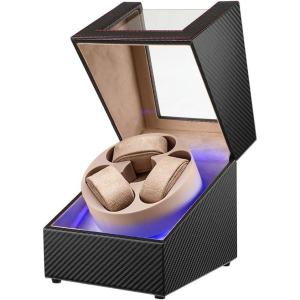 imageWatch Winder for Automatic Watches3 Watch Winder Box with LED Display Ultra Quiet Japanese Motor4 Rotation ModesWatch Shark for Men amp WomenUSBC PowerBlack Carbon Fiber Leather