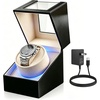 image:imageAnyasun Watch Winder for Automatic WatchesSingle Watch Winder with LED LightRotating Watch Case with Japanese Quiet Motor4 Modes Watch Rotator for Men USBC AC AdapterBlack PU