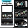 image:imageWatch Winders for 4 Automatic Watches  6Slot Storage and Jewelry DrawerBlack