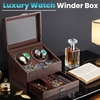 image:imageWatch Winders for 4 Automatic Watches  6Slot Storage and Jewelry DrawerBrown