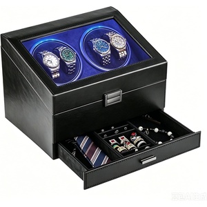 image:imageWatch Winders for 4 Automatic Watches  6Slot Storage and Jewelry DrawerBlack